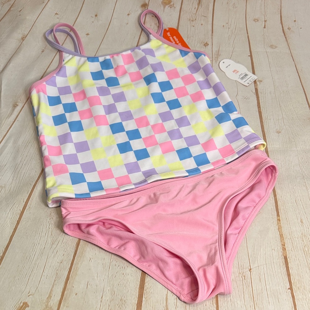 NWT Wonder Nation Pastel Checkered Kids Bikini